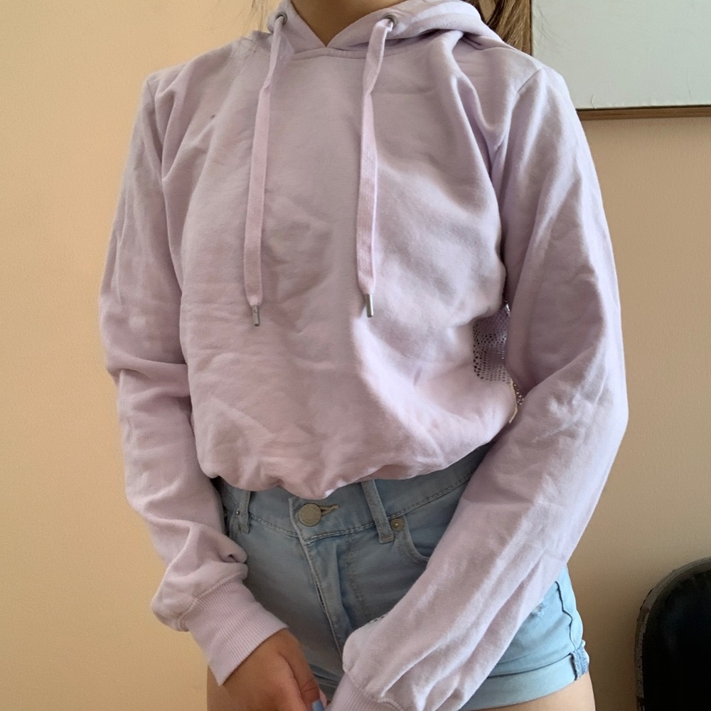 garage cropped purple hoodie